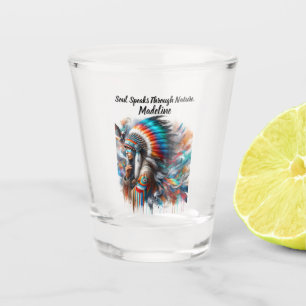 Indische Indianerinnen schauen aufmerksam zu Schnapsglas