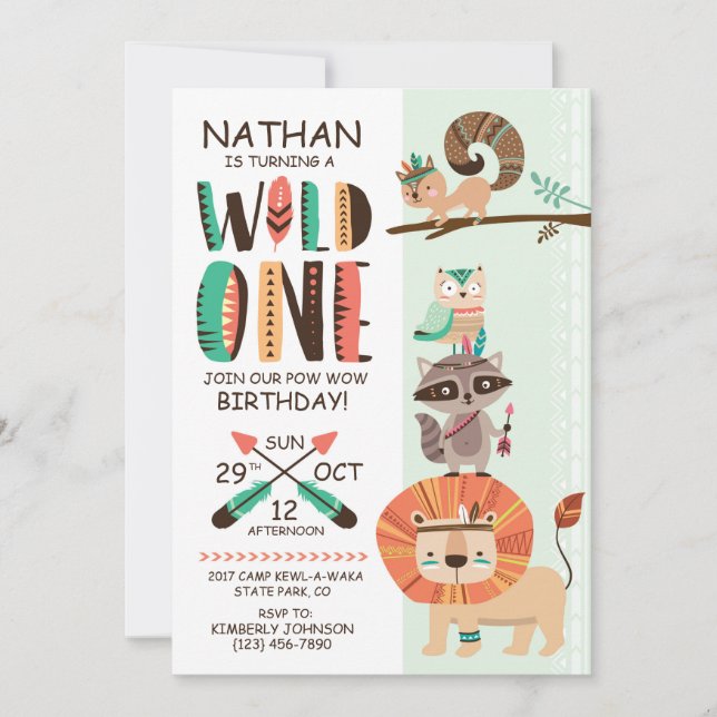 Indische Indische Indianerpow Wow Geburtstag Einladung (Vorderseite)