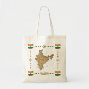 Indische Karte + Flaggen-Bag Tragetasche