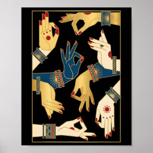 Indische klassische Tanz-Mudras Bharatanatyam spir Poster