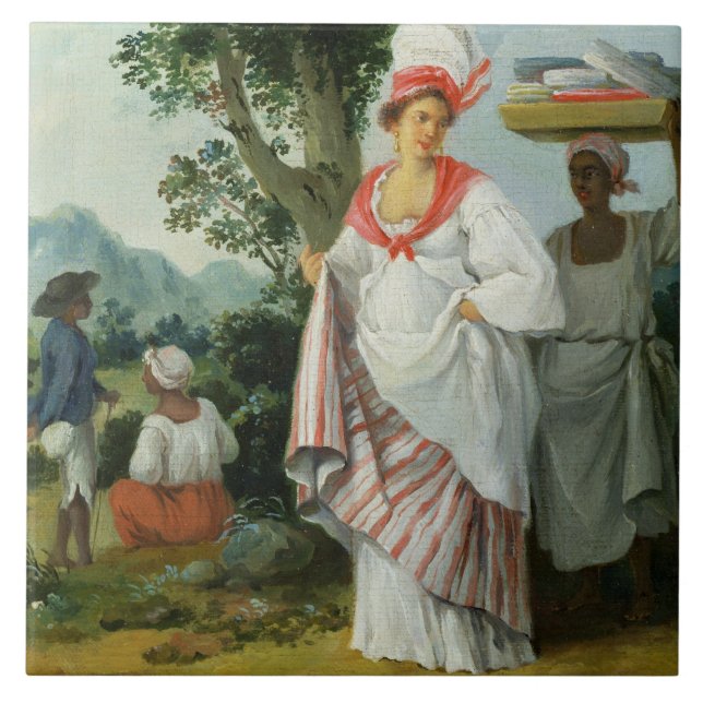 Indische kreolische Westfrau mit ihrem schwarzen Fliese (Vorderseite)