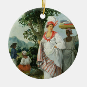 Indische kreolische Westfrau mit ihrem schwarzen Keramikornament