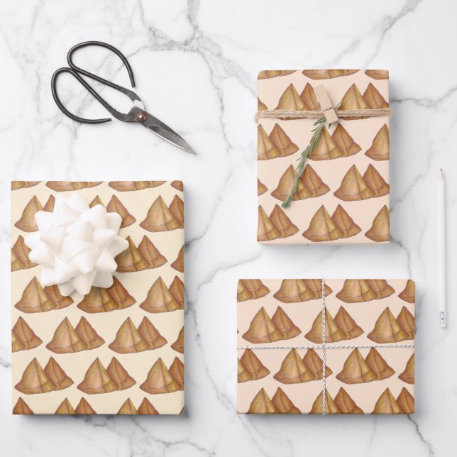 Indische Küche Vegetarisches Kochen Frittierte Sam Geschenkpapier Set (Vorderseite)