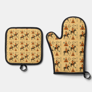 Indische Kunst Ofenhandschuh & Topflappen-Set