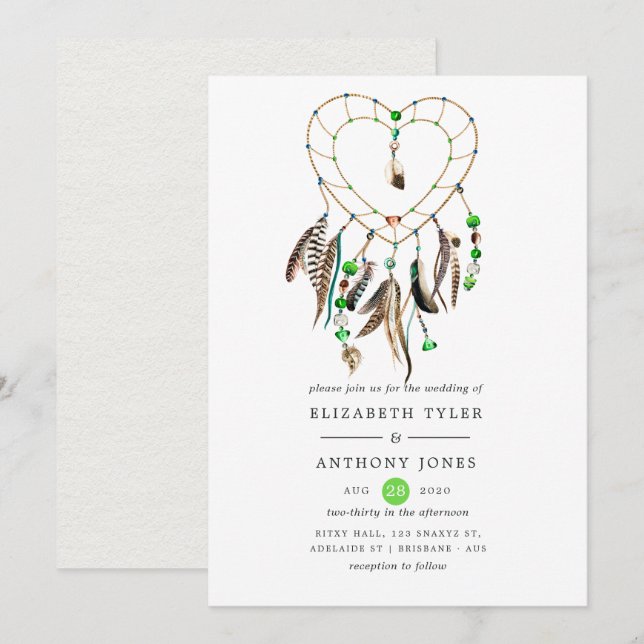 Indische Legende Tribal Boho Wedding Einladung (Vorne/Hinten)
