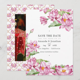 Indische Lotusblumen-Hochzeitsfotos Save The Date