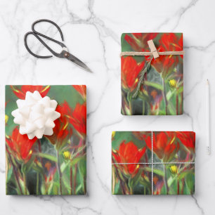 Indische Malerei mit Pinsel Original Wildblume Art Geschenkpapier Set