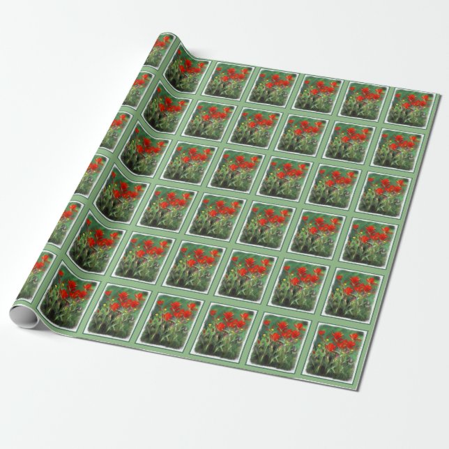 Indische Malerei mit Pinsel - Originelle Blume Geschenkpapier (Ungerollt)