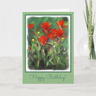Indische Malerei mit Pinsel - Originelle Blume Karte