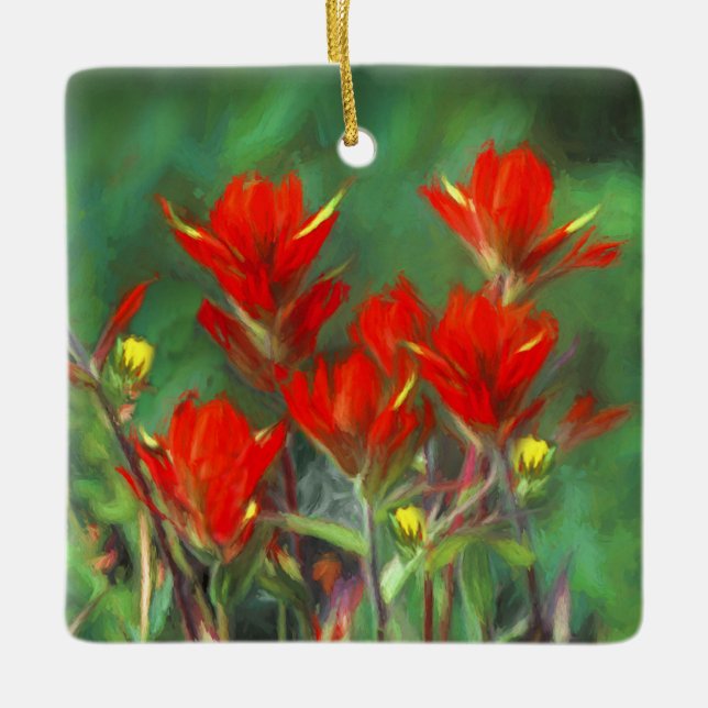 Indische Malerei mit Pinsel - Originelle Blume Keramikornament (Vorderseite)