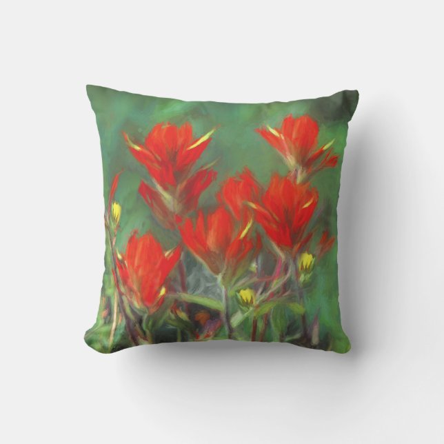 Indische Malerei mit Pinsel - Originelle Blume Kissen (Vorderseite)