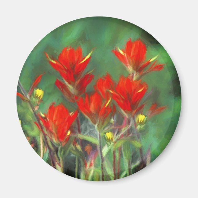 Indische Malerei mit Pinsel - Originelle Blume Magnet (Vorne)