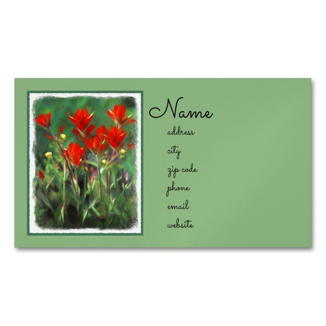 Indische Malerei mit Pinsel - Originelle Blume Magnetische Visitenkarte (Vorderseite)