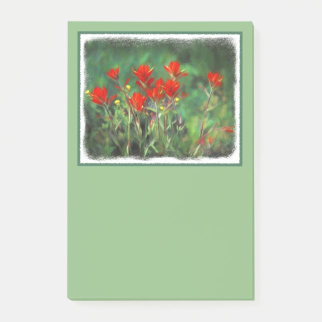Indische Malerei mit Pinsel - Originelle Blume Post-it Klebezettel (Vorderseite)