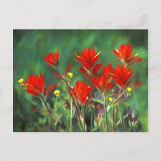 Indische Malerei mit Pinsel - Originelle Blume Postkarte (Vorderseite)