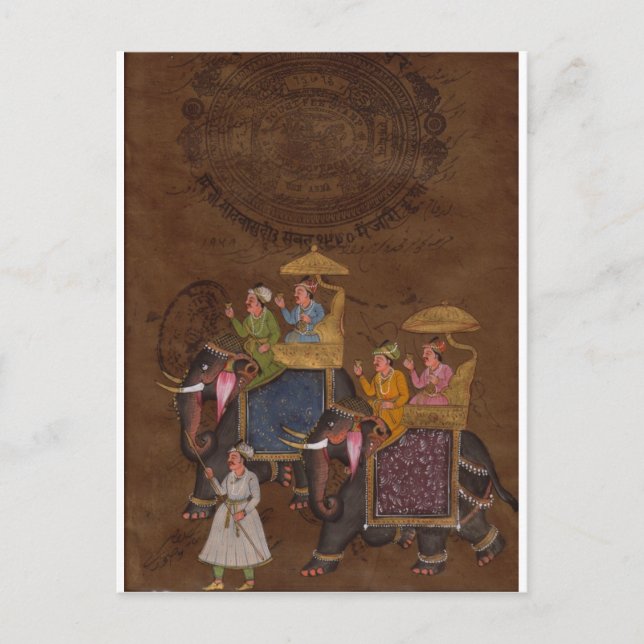 INDISCHE MALERIE ÜBER DIE ELEPHANISCHE PROZESSION POSTKARTE (Vorderseite)