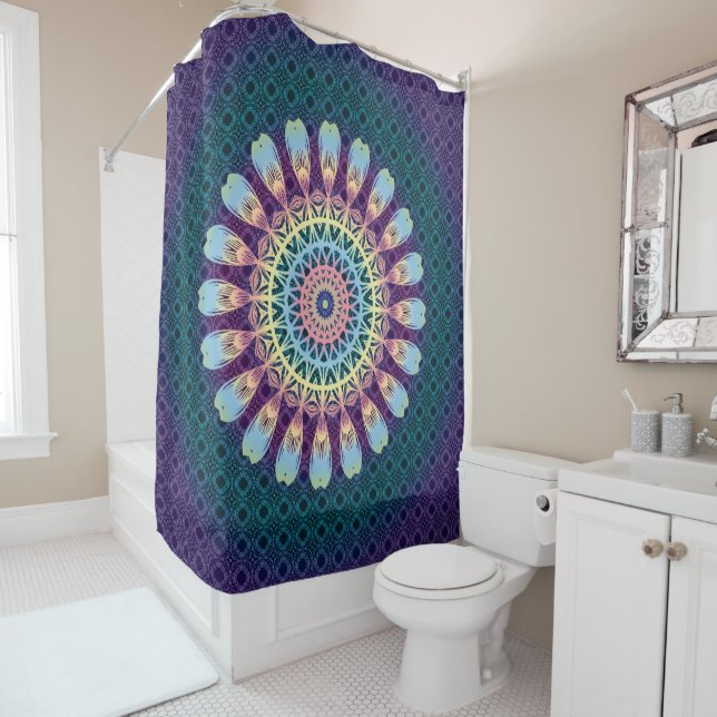Indische Mandala-MehrfarbenHippie Boho Art Duschvorhang (Beispiel)