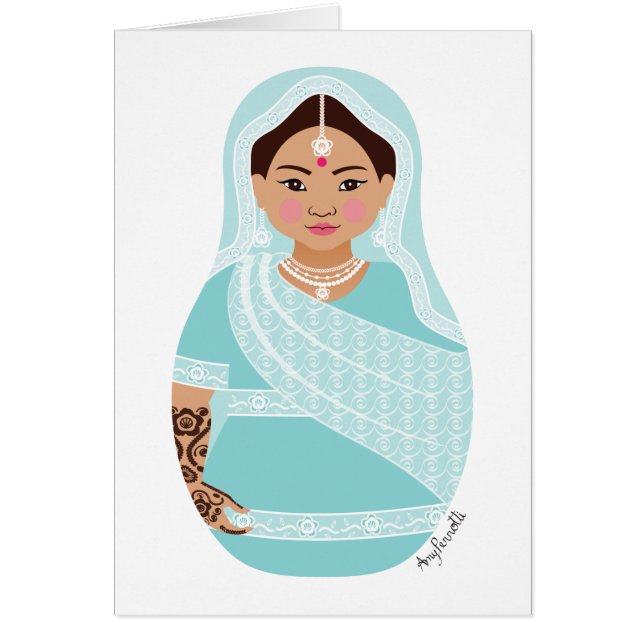 Indische Matryoshka-Karte (Aqua) (Vorne)