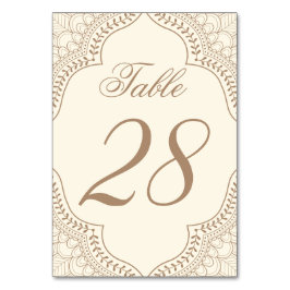 Indische Mehndi-Tischnummer | bearbeitbare Farbe Tischnummer