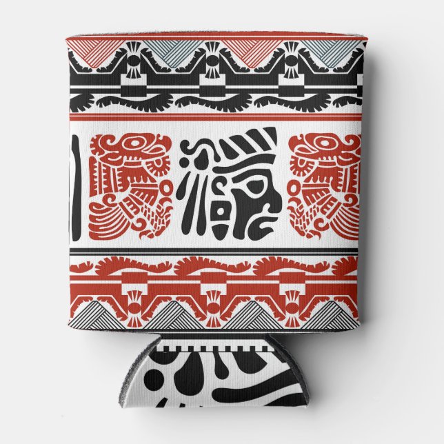 Indische Motive, schwarz rot, nahtlos. Dosenkühler (Vorderseite)
