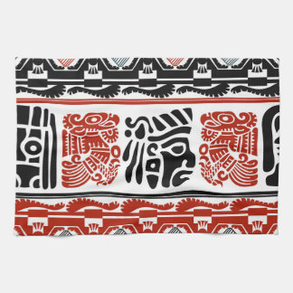 Indische Motive, schwarz rot, nahtlos. Geschirrtuch
