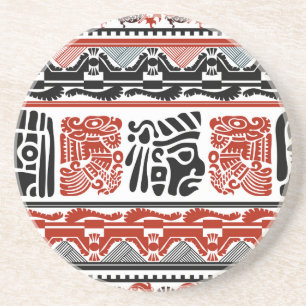 Indische Motive, schwarz rot, nahtlos. Getränkeuntersetzer
