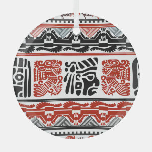 Indische Motive, schwarz rot, nahtloses Muster. Ornament Aus Glas