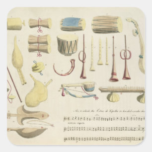 Indische Musikinstrumente, überziehen 23 von Quadratischer Aufkleber