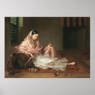 Indische muslimische Frauen rauchen Hookah Poster
