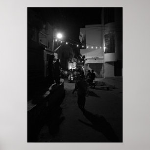 Indische nächtliche Straßenszene - urbane Fotograf Poster