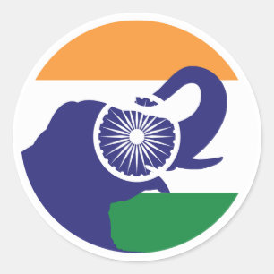 Indische Nationale Tierflagge für Elefanten Runder Aufkleber