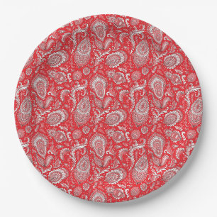 Indische Paisley-Blumen nahtloses Muster Pappteller