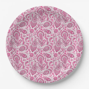 Indische Paisley-Blumen nahtloses Muster Pappteller