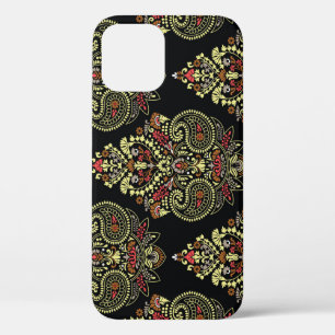 Indische Paisley, geometrischer schwarzer Hintergr Case-Mate iPhone Hülle
