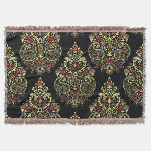 Indische Paisley, geometrischer schwarzer Hintergr Decke