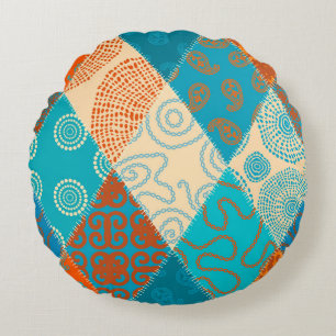 Indische Patchwork nahtlos Vintages Design. Rundes Kissen