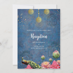 Indische Pfauenhochzeitkarte, digitale Einladung