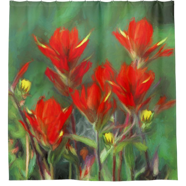 Indische Pinselstriche - Original Blume Kunst Duschvorhang (Vorderseite)