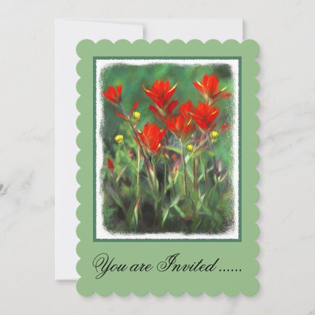 Indische Pinselstriche - Original Blume Kunst Einladung (Vorderseite)