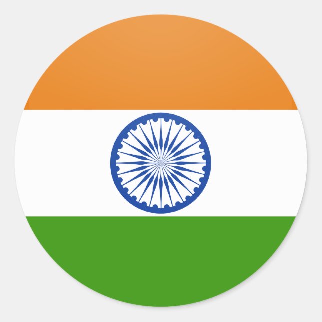 Indische Qualitätsflaggenzirkel Runder Aufkleber (Vorderseite)