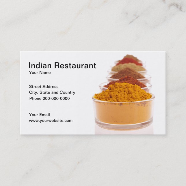 Indische Restaurantgewerbe-Karte Visitenkarte (Vorderseite)