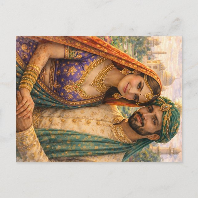 Indische Romantik Lila-Gold Postkarte (Vorderseite)