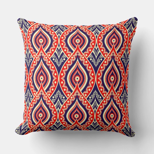 Indische rote Goldfarbe Indische Blume Kissen (Vorderseite)