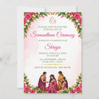 Indische Seemantham-Baby-Shower-Einladungskarte Einladung