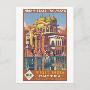 Indische Staatsbahn Besuchen Sie India Muttra Postkarte