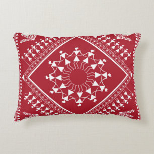 Indische Stammesmalerei. Warli Paintingart, indian Dekokissen