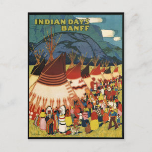 Indische Tage, Indianer, Banff, Vintag Postkarte