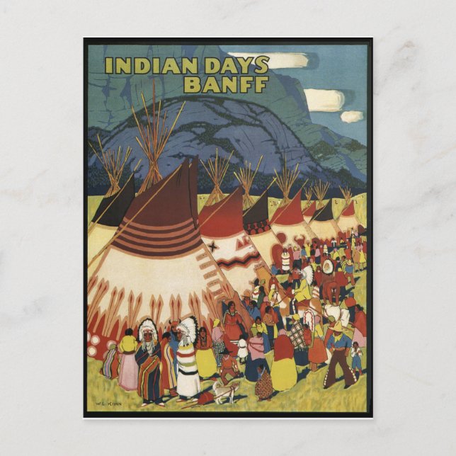 Indische Tage, Indianer, Banff, Vintag Postkarte (Vorderseite)