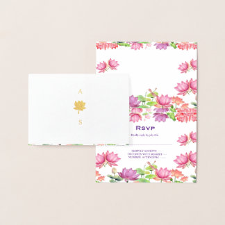 Indische traditionelle Hochzeit Lotus-Blumen-RSVP- Folienkarte