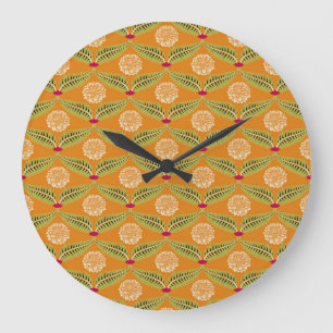 Indische Traditionelle Illustration Muster. Große Wanduhr